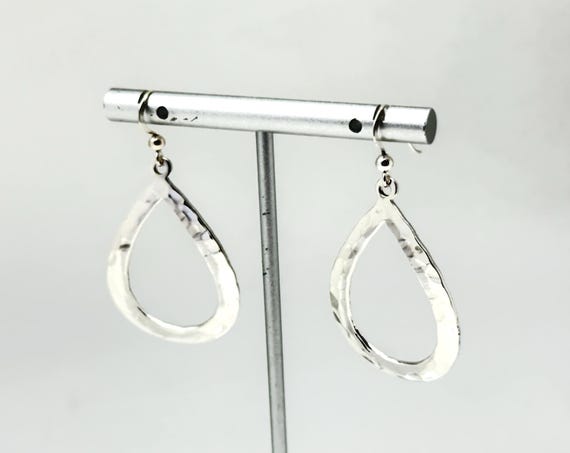 Martellato Doppia Goccia Orecchini Argento Sterling 925 Marcato - Foto 3