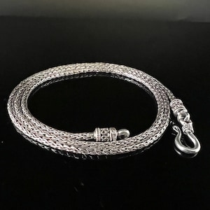 Bali Foxtail Chain: Thin Oxidized 925 Sterling Silver Necklace