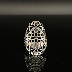 Filigree Silver Ring // 925 Sterling Silver // Silver Scroll Ring imagem 4