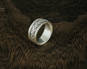 Oxidized Sterling Silver Braided Ring - Size 8
