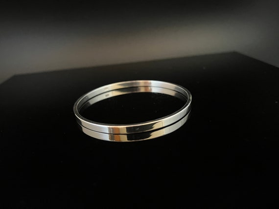 5mm Flat Bangle Bracelet - 925 Sterling Silver -- Silver Bangles
