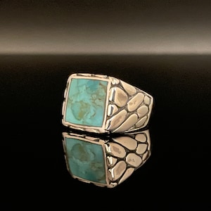Men’s Turquoise pebbles Ring // 925 Sterling Silver // Natural Turquoise Ring // Sizes 7 to 12