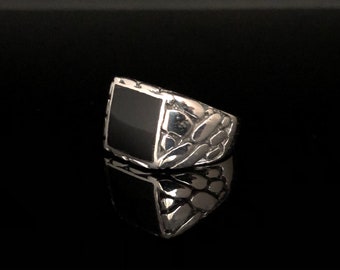 Black Onyx Silver Ring // 925 Sterling Silver // Men’s Onyx Ring