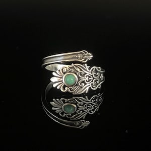 Victorian Style Spoon Ring with Turquoise // 925 Sterling Silver // Sizes 5 to 10 // Ring for Women