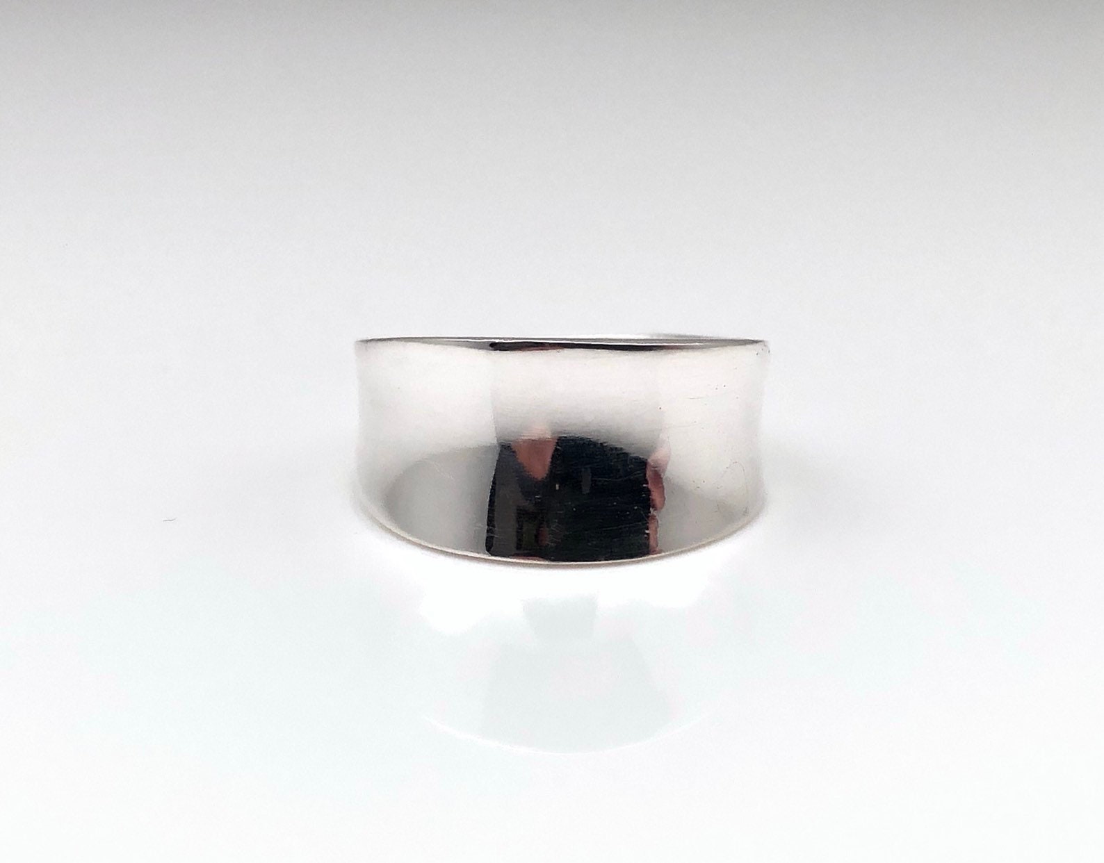 Concave Sterling Silver Ring: Simple Polished Band - Etsy