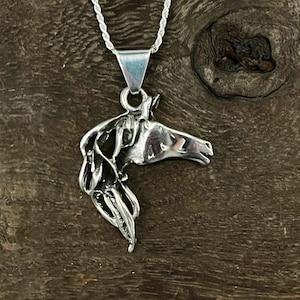 Oxidized Horse Pendant - 925 Sterling Silver - Equestrian Pendant