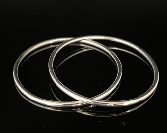 SILVER925 ROUND BANGLE/BRACELET/シルバー/ブレス Sterling Silver Bangle Bracelet - 925 Solid Sterling Silver