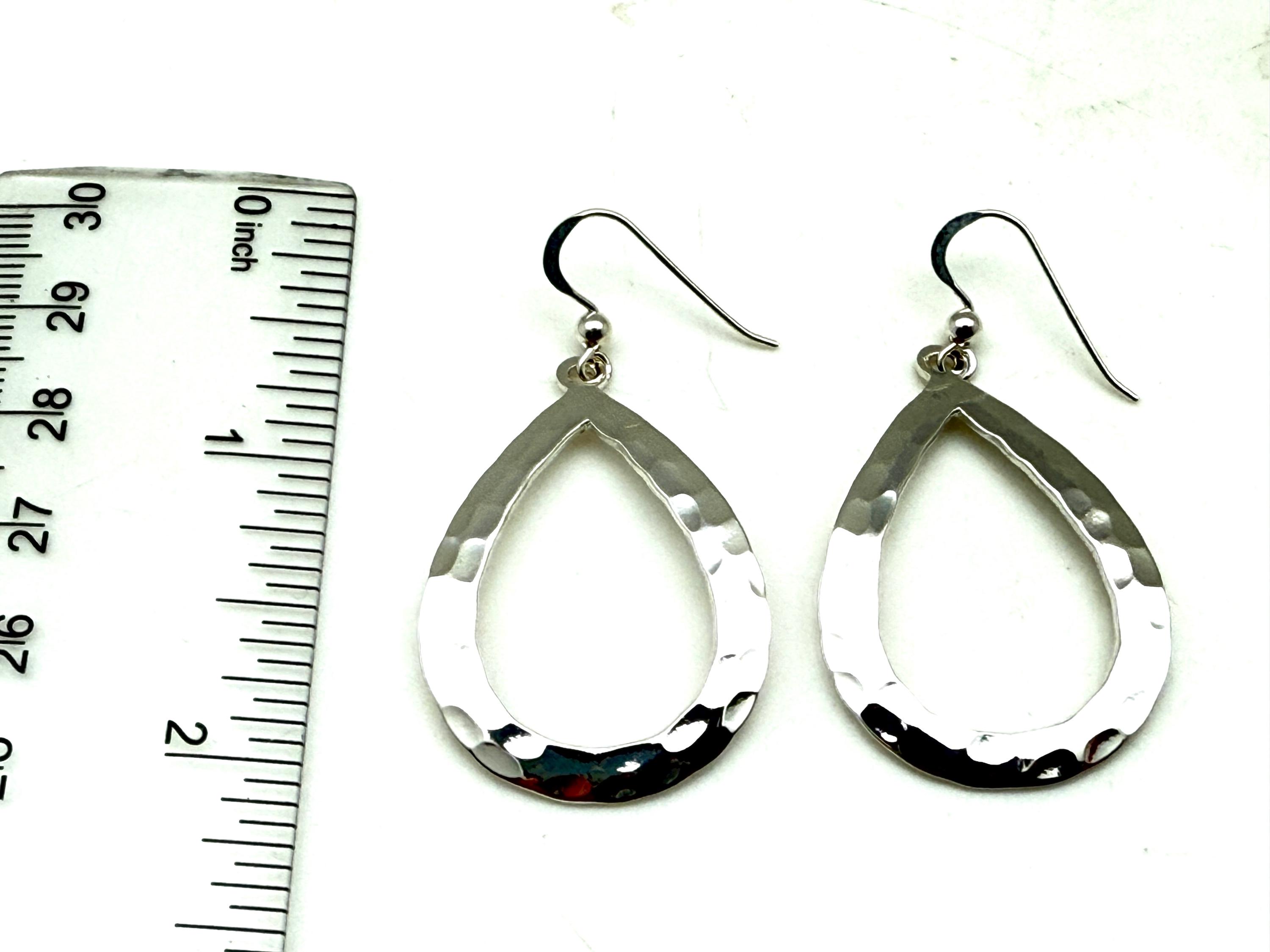 Martellato Doppia Goccia Orecchini Argento Sterling 925 Marcato - Foto 4