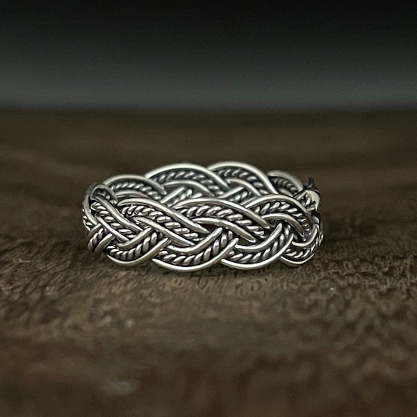 Bague en argent tissée// Bague tressée en argent rustique/// Argent sterling 925