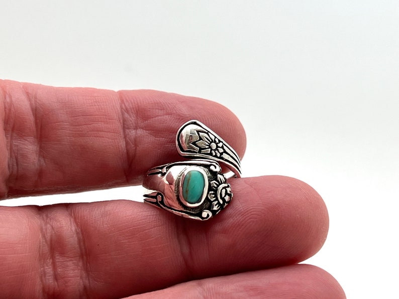 Sterling Spoon Ring with Turquoise // 925 Sterling Silver // Sizes 5 to 10 image 5