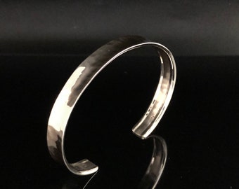 Gehämmertes Sterling Silber Manschette Armband - Konkave Design