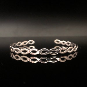 Infinity Braid Cuff Bracelet - 925 Sterling Silver - Silver Cuffs