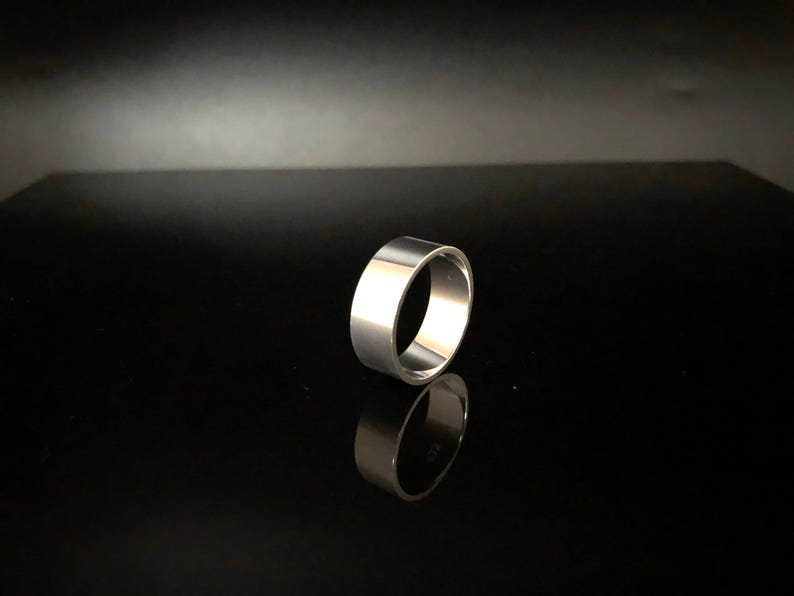 8mm Silver Flat Band Ring // 925 Sterling Silver // Plain Band Ring // Silver Band // Wide Silver Band Ring // Flat Band Silver Ring image 3
