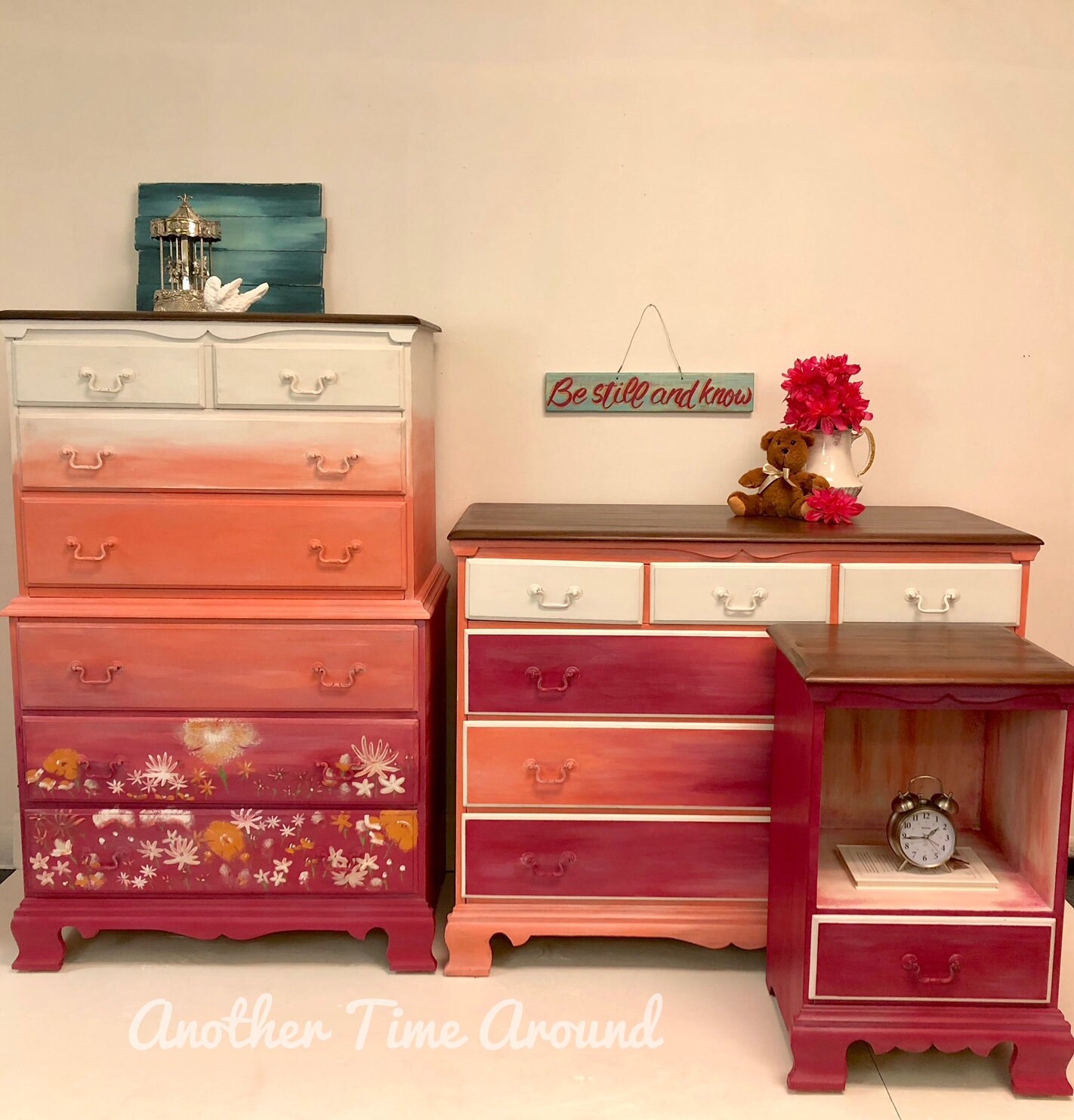 Dresser Chest Ombre Bohemian Eclectic Girls Whimsical Hot Pink Etsy