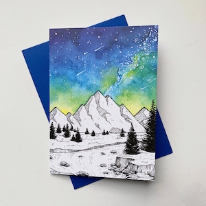 Berggalaxie Karte, Galaxy Grußkarte, Weltraum Karte, Glückwunschkarte, leere Grußkarte, Wortspiel Karte, Grußkarte, Heller Stern