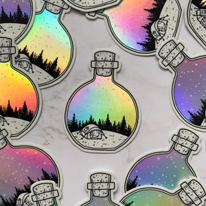 Holografischer Flaschen Aufkleber, Vinyl Sticker, Holographic Sticker, Die Cut Sticker, Wasserfester Aufkleber, Flaschensommer, Galaxy Sticker, Galaxy Sticker