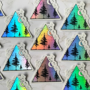Holographic Triangle Sticker, Vinyl Sticker, Holographic Sticker, Rainbow, Die Cut Sticker, Waterproof Sticker, Galaxy Sticker, Nature Art