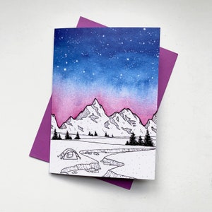 Camping Under the Stars, Galaxy Greeting Card, Space Card, Felicittions Card, Blank Greeting Card, Greeting Card, Art Greeting Card