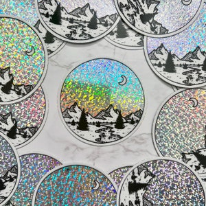 Rainbow Glitter Sky Sticker, Holographic Sticker, Vinyl Sticker, Glitter Sticker, Galaxy Sticker, Rainbow Art, Waterproof, Nature Art
