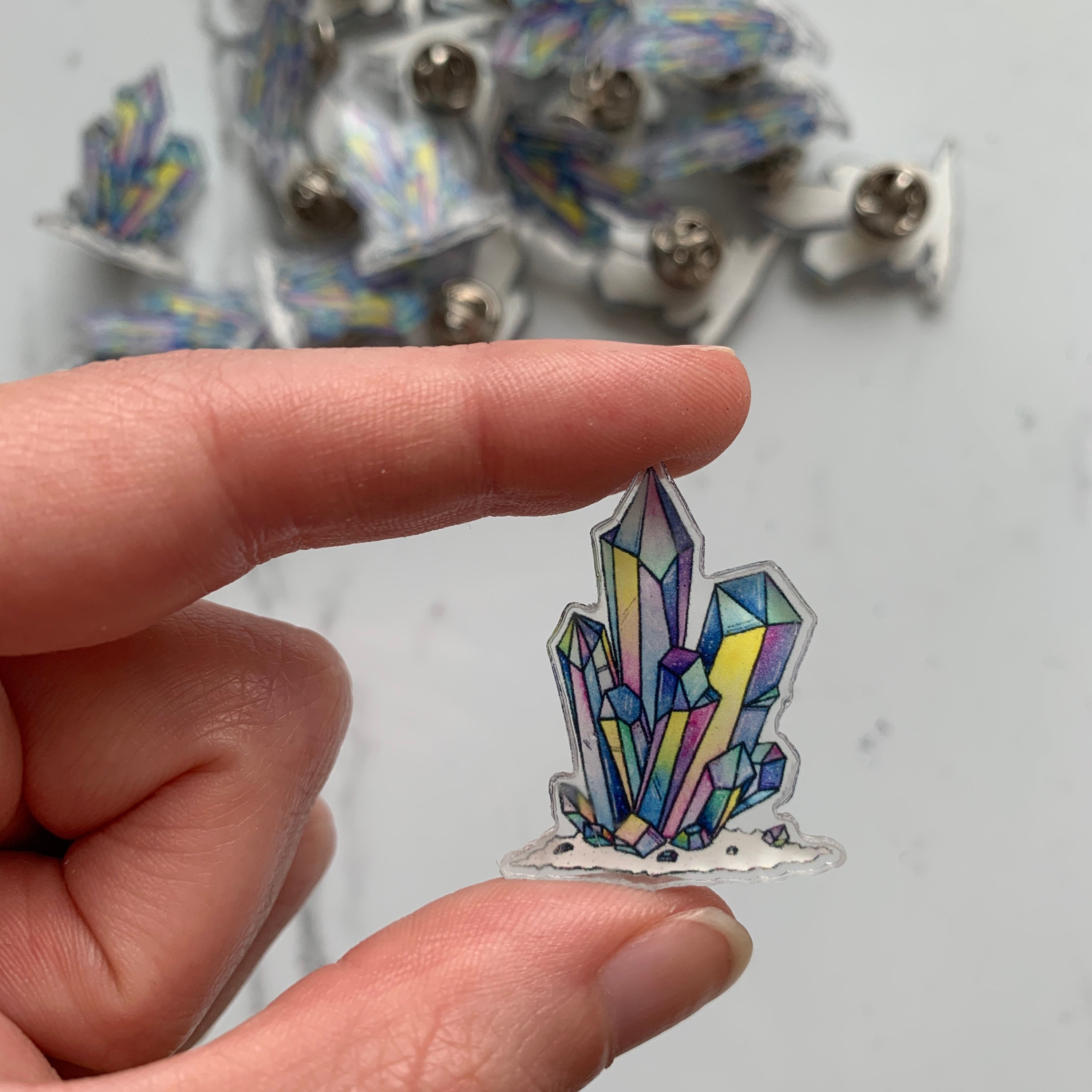 Rainbow Crystal Acrylic Pin, Acrylic Pin, Die Cut Pin, Backpack