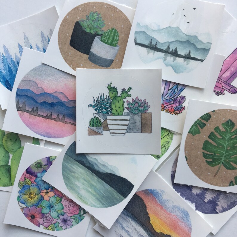 Pegatinas de la naturaleza pegatinas Grab Bag Sticker Set Etsy
