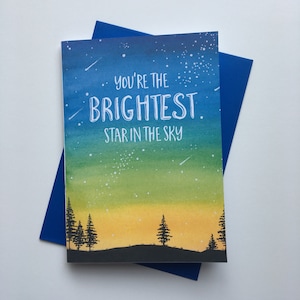 Youre de helderste ster, Galaxy-wenskaart, ruimtekaart, felicitatiekaart, lege wenskaart, pun-kaart, wenskaart, heldere ster
