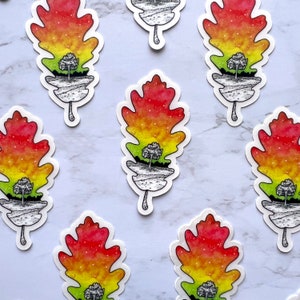 Oak Leaf Sticker, Fall Leaves Sticker, Clear Sticker, Watercolor Sticker, Autumn Art, Die Cut Sticker, Waterproof Sticker, Nature Sticker