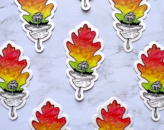 Oak Leaf Sticker, Fall Leaves Sticker, Clear Sticker, Watercolor Sticker, Autumn Art, Die Cut Sticker, Waterproof Sticker, Nature Sticker