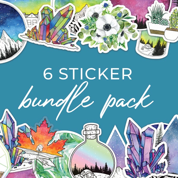 STICKER BUNDLE, Nature Sticker Pack, Galaxy Sticker Set, Vinyl Sticker, Sticker Pack, Die Cut Sticker, Crystal Sticker, Waterproof Sticker