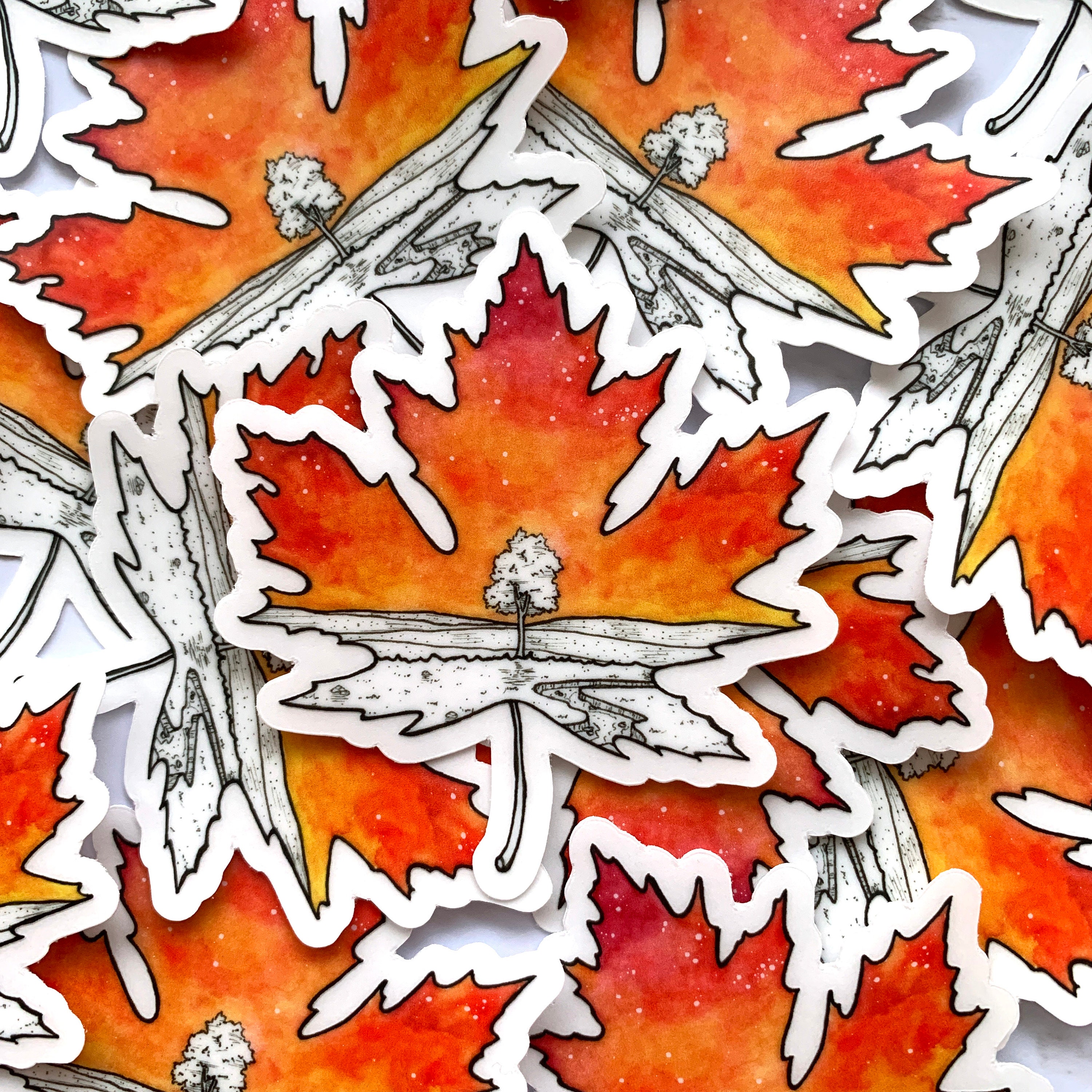 Maple Leaf Sticker Fall Leaves Sticker Clear Sticker Etsy