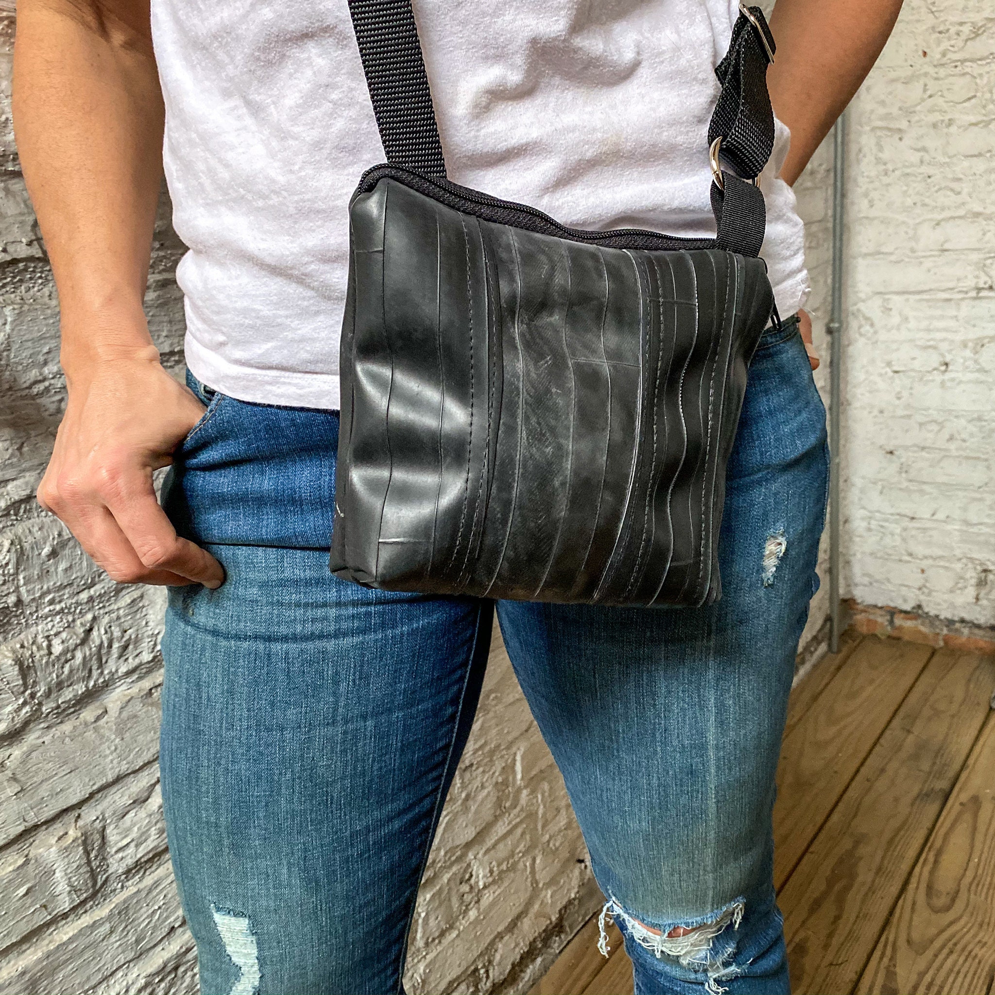 Men's Tote With Expandable Design, Recycled Tire Tube Bag