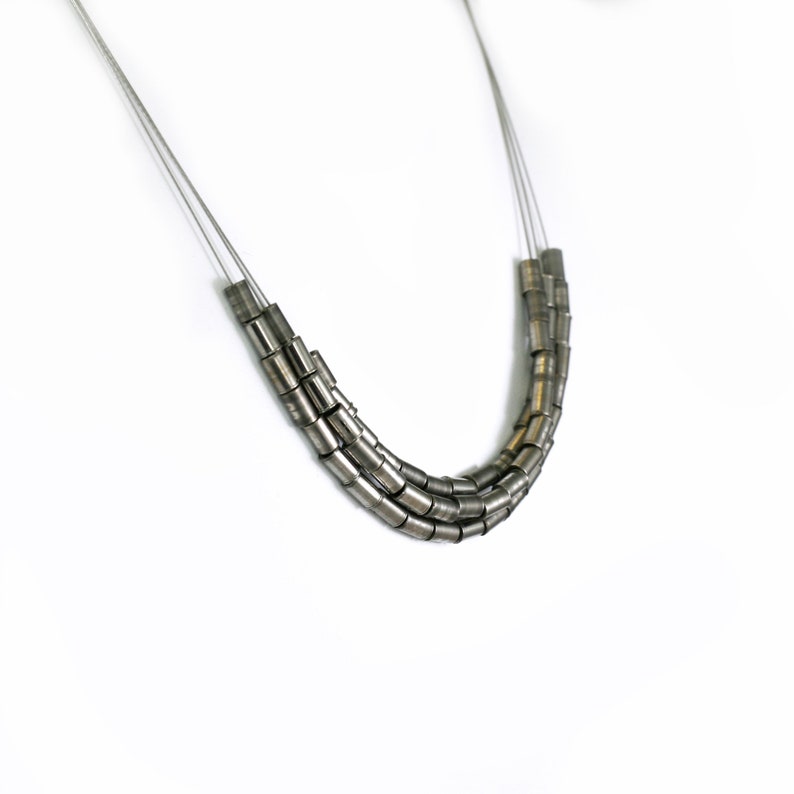 Hardware Three Strand Rivet Necklace Bike Gift Upcycled Bike Necklace Recycled Bike Chain Cyclist present Industrial and Delicate