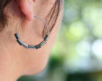 Hoop Earrings, Bike Rivet Earrings, Bike Gift, Mother's Day, Recycled Bike Chain, Bicycle Jewelry, Cycling, Upcycled Earrings, Bike Jewelry