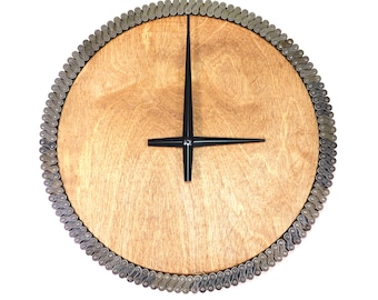 Bike Chain Upcycled Wall Clock, Repurposed Materials, Wood and Metal, Mountain Bike, Office Clock, Wood Circle, Industrial Clock, Handmade