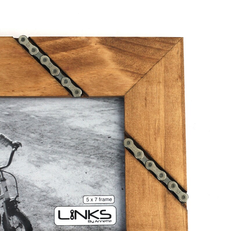 Bike Chain Picture Frame, 4x6, 5x7, Housewarming, Wedding gift, Cycling Photo, Bike Gift, Repurposed bike parts image 4