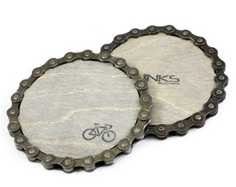 Repurposed Bike Chain Coasters, Gift Set, Cyclist, Housewarming, Holiday gift, Guy gift, Bike Chain, Inner Tube, Recycled Bike Parts