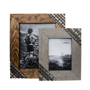 Bike chain frame, Metal and wood, Biker gift, Chain frame, Bike Photos, Upcycled home goods, Bike chain art, Dad, Brother, Industrial frame