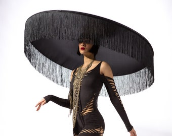 WOW Giant Foldable fringed Hat – Oversized XXL Statement Hat, Packs Into a Small Bag