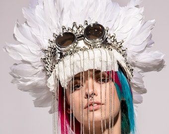 Feathered Captain Hat: Couture Burning Man Costume Headpiece