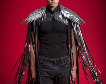 SHOULDER PIECES costume with fringes & angel wings - Festival - Burning man - stage wear