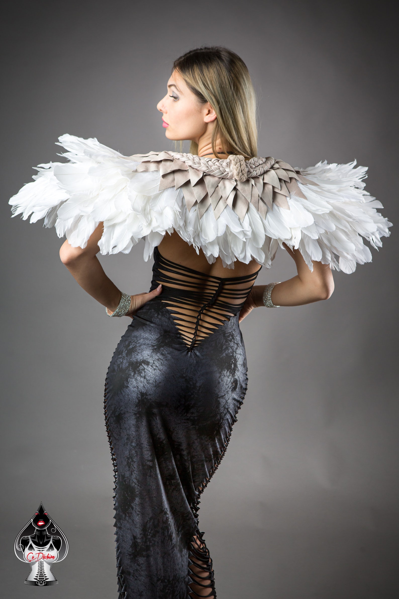 Feathered Shoulder Pad Costume Festival Burning Man Etsy