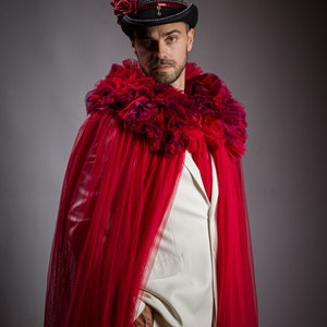 Red Cape in Veil for Men Event Festival Stage Singer - Etsy