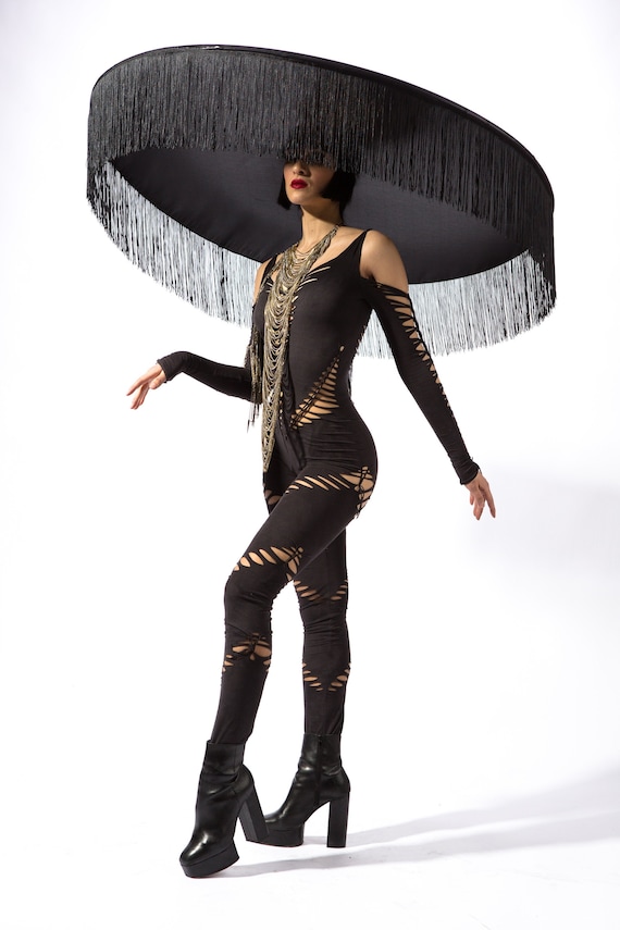 Giant Collapsible Hat Oversized Fringed Hat but Foldable in a Small Bag Big Hat Festival De Cannes Etsy