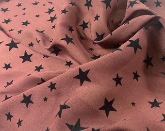 Flocked Maroon Cotton Fabric by the Yard, Flocked Stars by the Yard, Flocked Cotton Stars