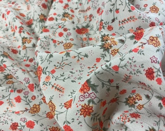 Cottage Rayon Crepe Fabric by the Yard, Rayon Crepe Fabric Yardage, Fabric by the Yard, Deadstock Yardage