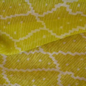 Yellow and Diamond Chiffon Fabric by the Yard, Chiffon Yardage, Fabric by the Yard, Chiffon by the Yard