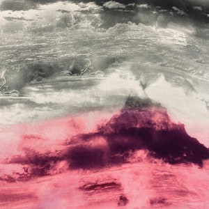 Splash Print Rayon Fabric: Fuchsia, Purple, Pink, and Gray - 58" Wide