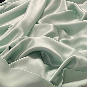 Mint Green Silk Charmeuse Fabric by the Yard, Silk Yardage, Fabric by the Yard, Silk by the Yard, Wide Goods image 3