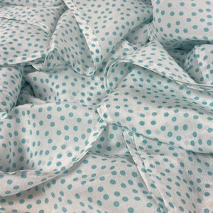 Mint Polka Dot Silk Habotai Fabric by the Yard, Silk Yardage, Silk by the Yard image 1