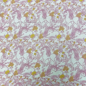 Pink Unicorn Fabric by the Yard, Printed Yardage, Cotton blend Fabric by the Yard, Unicorn Fabric Yardage